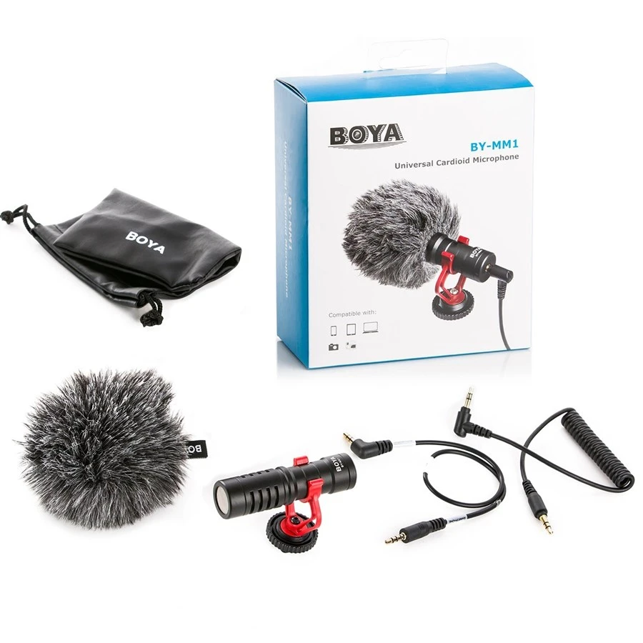 Original Boya MM1 Microphone Best For Vlogs and Youtube Videos Compact on-camera microphone Compatible with smartphones, DSLR Rugged metal construction No battery required Professional furry windshield included price in Pakistan