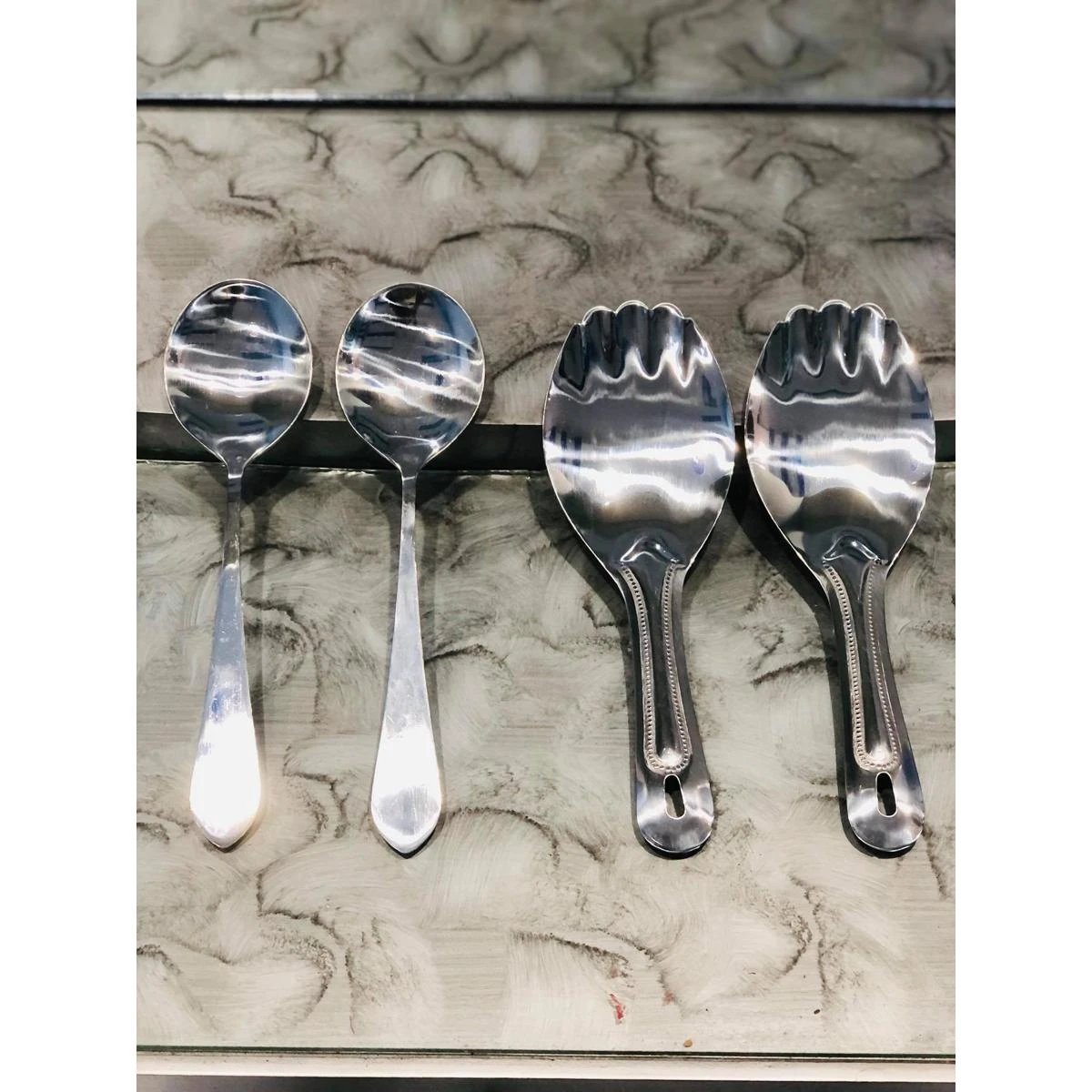 Spoons  Rice & Curry Spoons  Set of 4 Dish & Donga Serving Spoons (2 Rice Spoon + 2 Salan  Curry Spoons) price in Pakistan