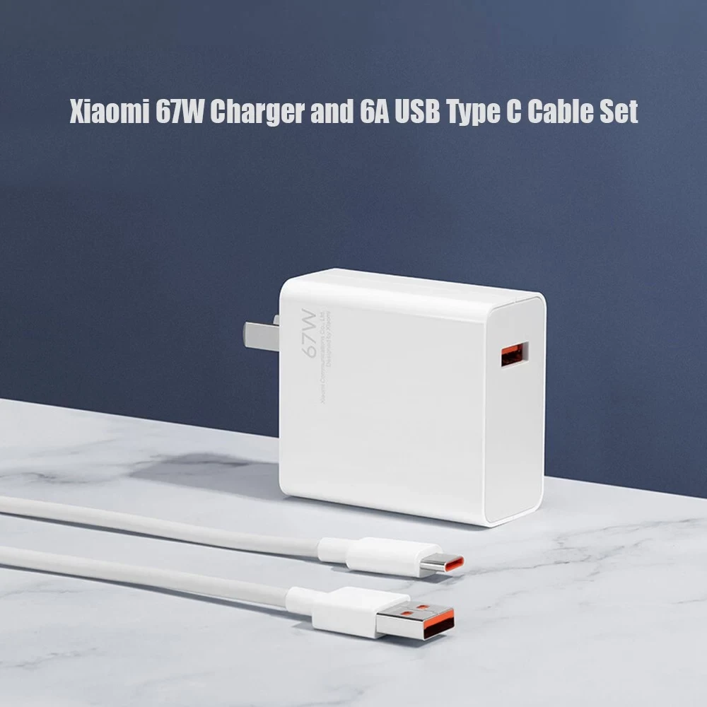 Xiaomi 67W Fast Charger and 6A USB Type C Charging Cable Set Original Xiaomi Mi 67W Fast Charger for Xiaomi price in Pakistan