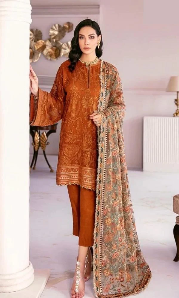 Baroque 3-PC Lawn Embroidered Shirt With Embroidered price in Pakistan