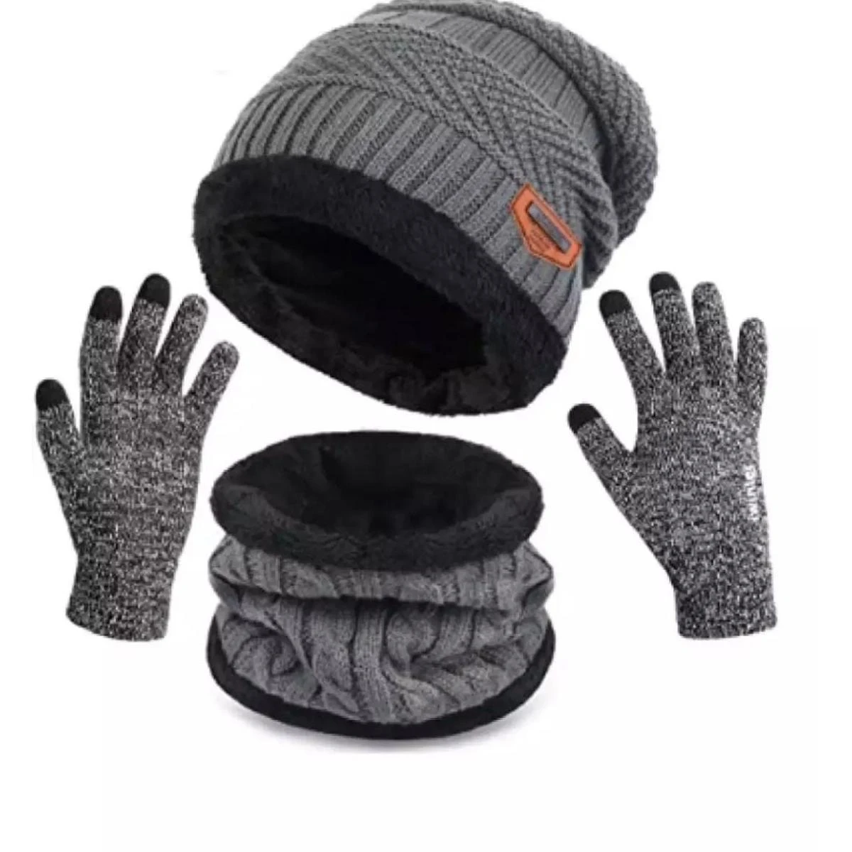 Pack of Two ( cap scarf  Pair of Woolen Gloves ) Winter Beanie Hat Cap Neck Warmer Scarf Set Fleece Lined Skull Cap and Scarf Unisex Hat price in Pakistan