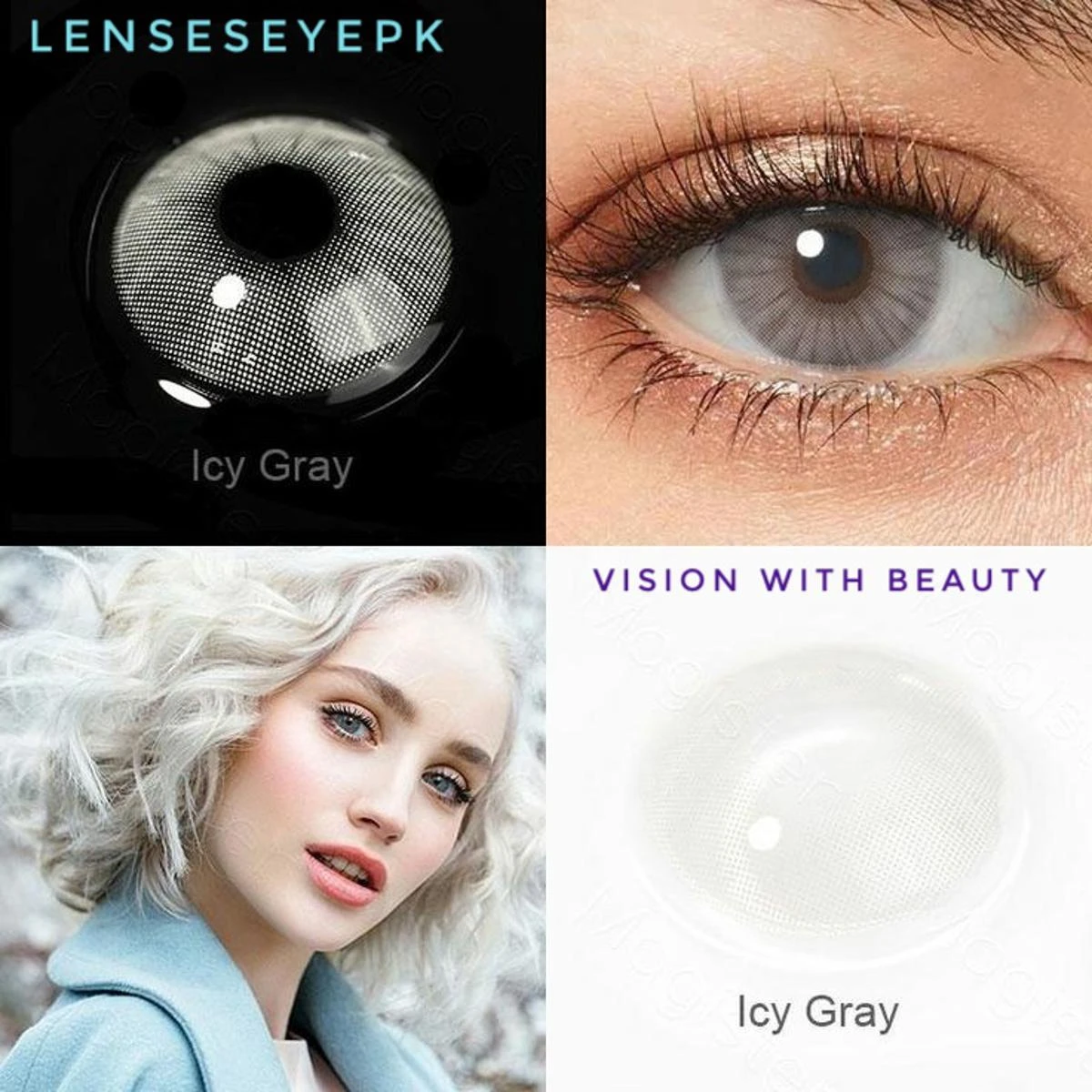 1 Pair of Contact Lens Soft Eye Lens with Solutions High Quality with Free Kit Shade ICE GRAY FOR GIRLS  BOYS  WOMEN  MEN) PARTY WEAR Highly Recommended for Dark Eyes price in Pakistan