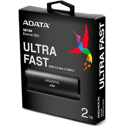 ADATA SE760 2TB USB-C External Portable SSD SuperSpeed USB 3.2 Gen 2 Up to 1000 MBs Black price in Pakistan