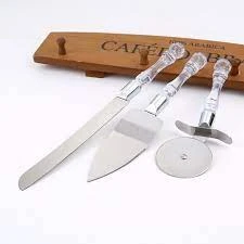 Stainless Steel Cake Knife, Server Set and Pizza Cutter with Acrylic Handle price in Pakistan