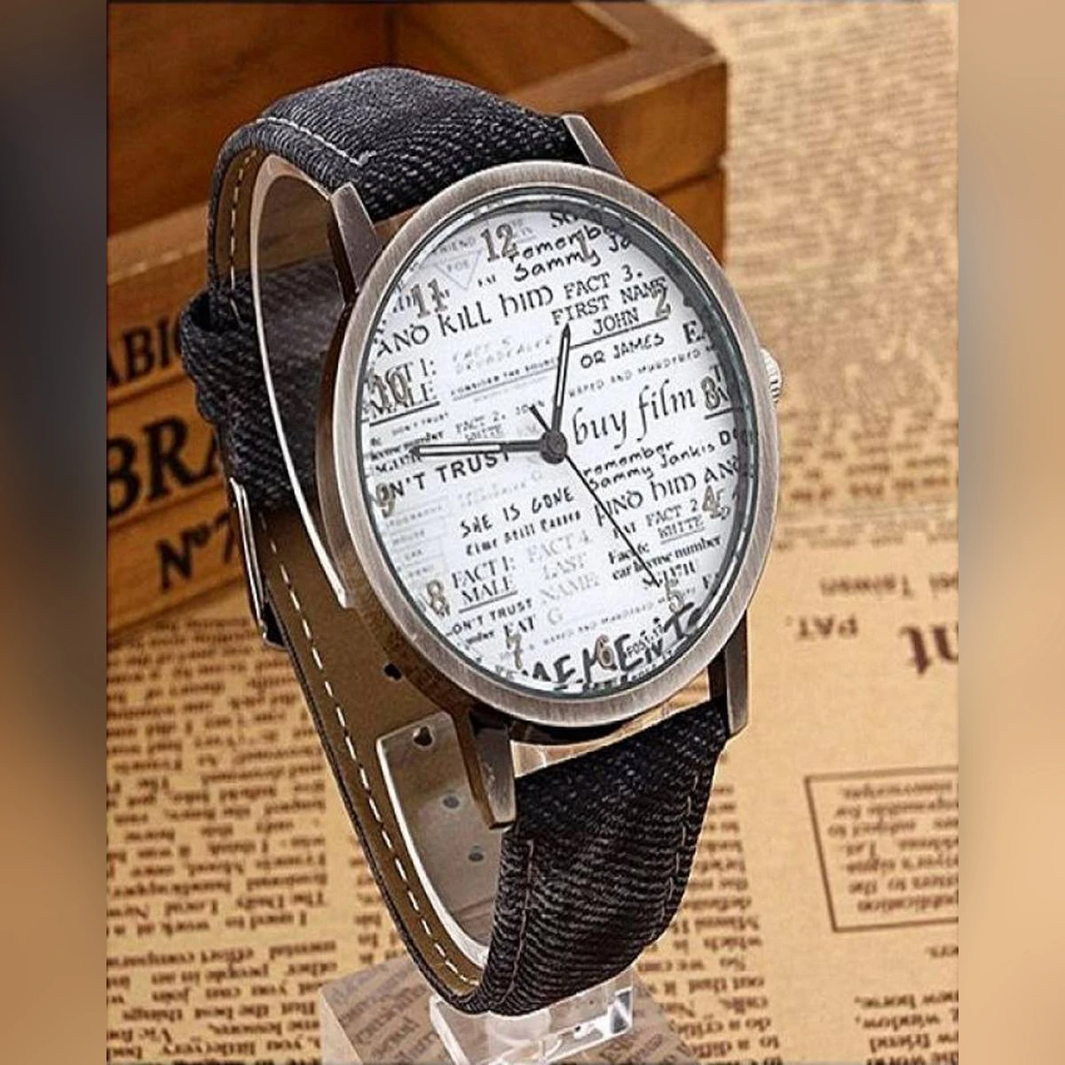 Neha’S Collections Newspaper Print Wrist Watch For Boys & Girls -Black price in Pakistan