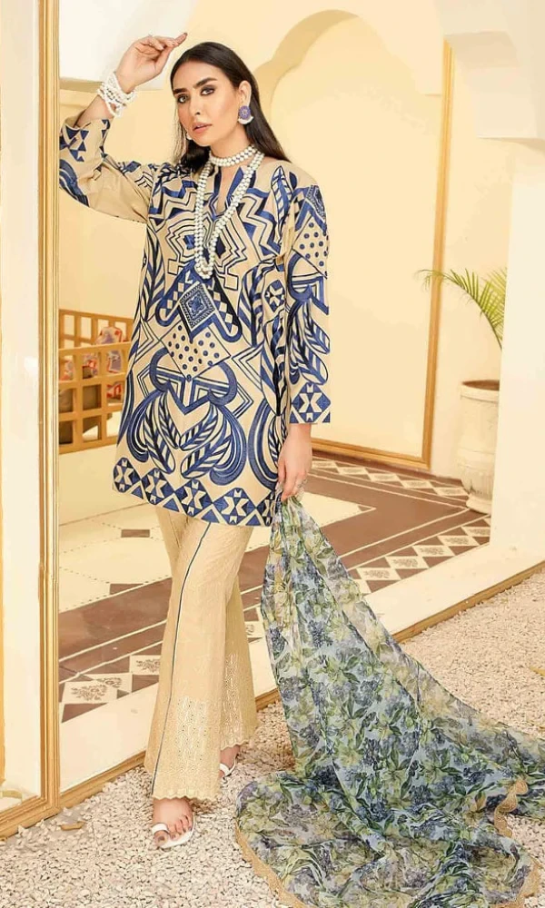 Zarsah 3-PC Linen Heavy Embroidered Shirt Printed(D) price in Pakistan