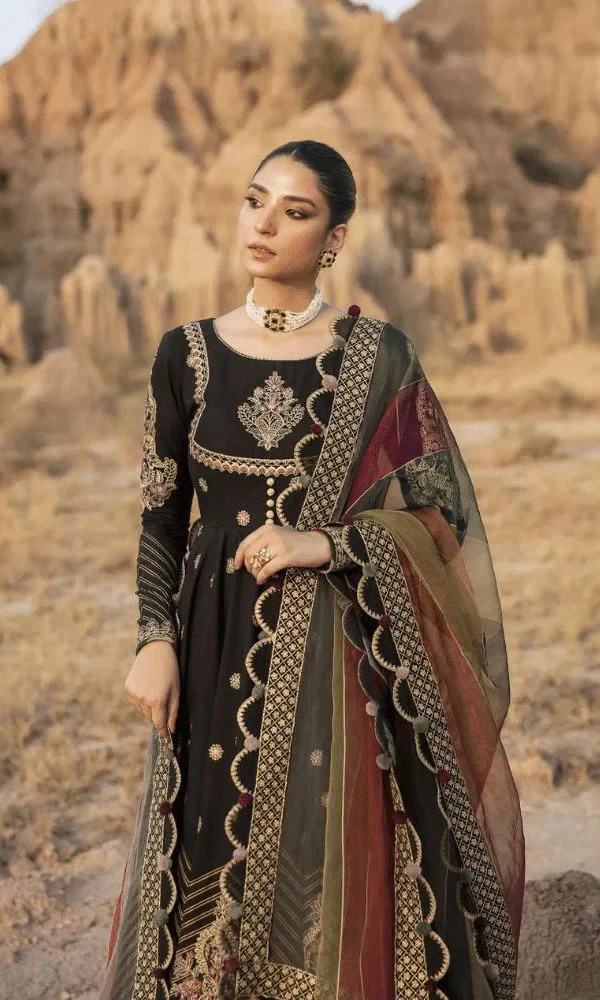 Bareeze – 3PC Kataan Silk Embroidered Shirt With Organza(D) price in Pakistan