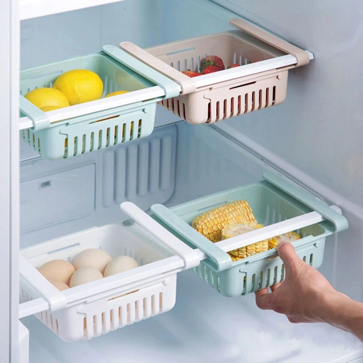 High Quality Unbreakable Adjustable & Stretchable Fridge Storage Basket Expandable Fridge Storage Rack price in Pakistan