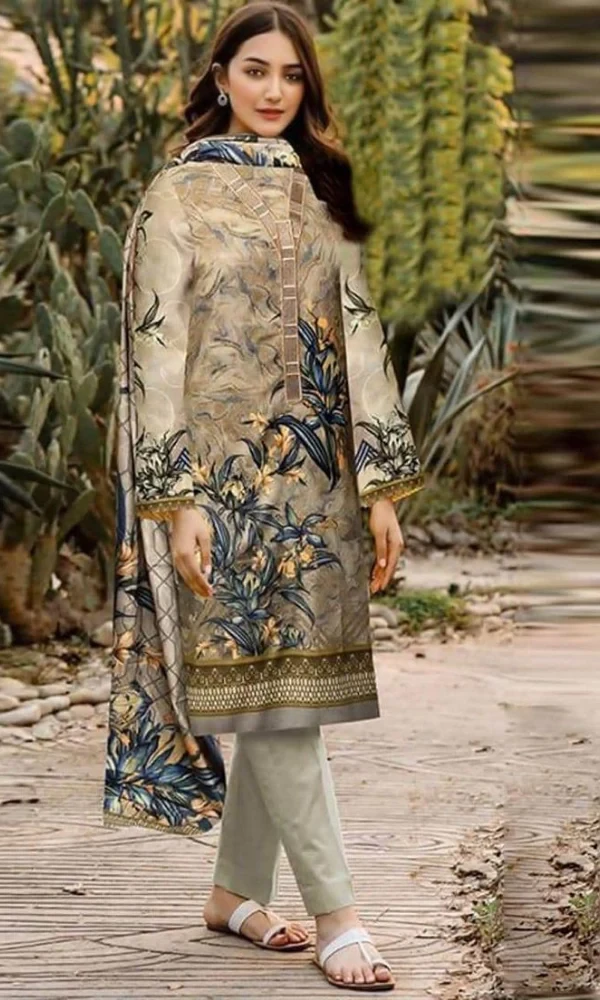 Iznik – 3PC Lawn Embroidered Printed Shirt With Dupatta price in Pakistan