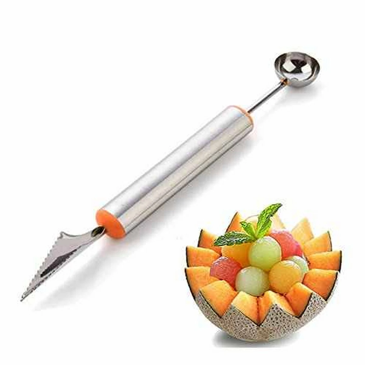 Double Stainless Steel Melon Fruit Spoon Kitchen Cut Watermelon Dig Ball Ice Cream Scoop Carving Knife Fruit Cutter price in Pakistan