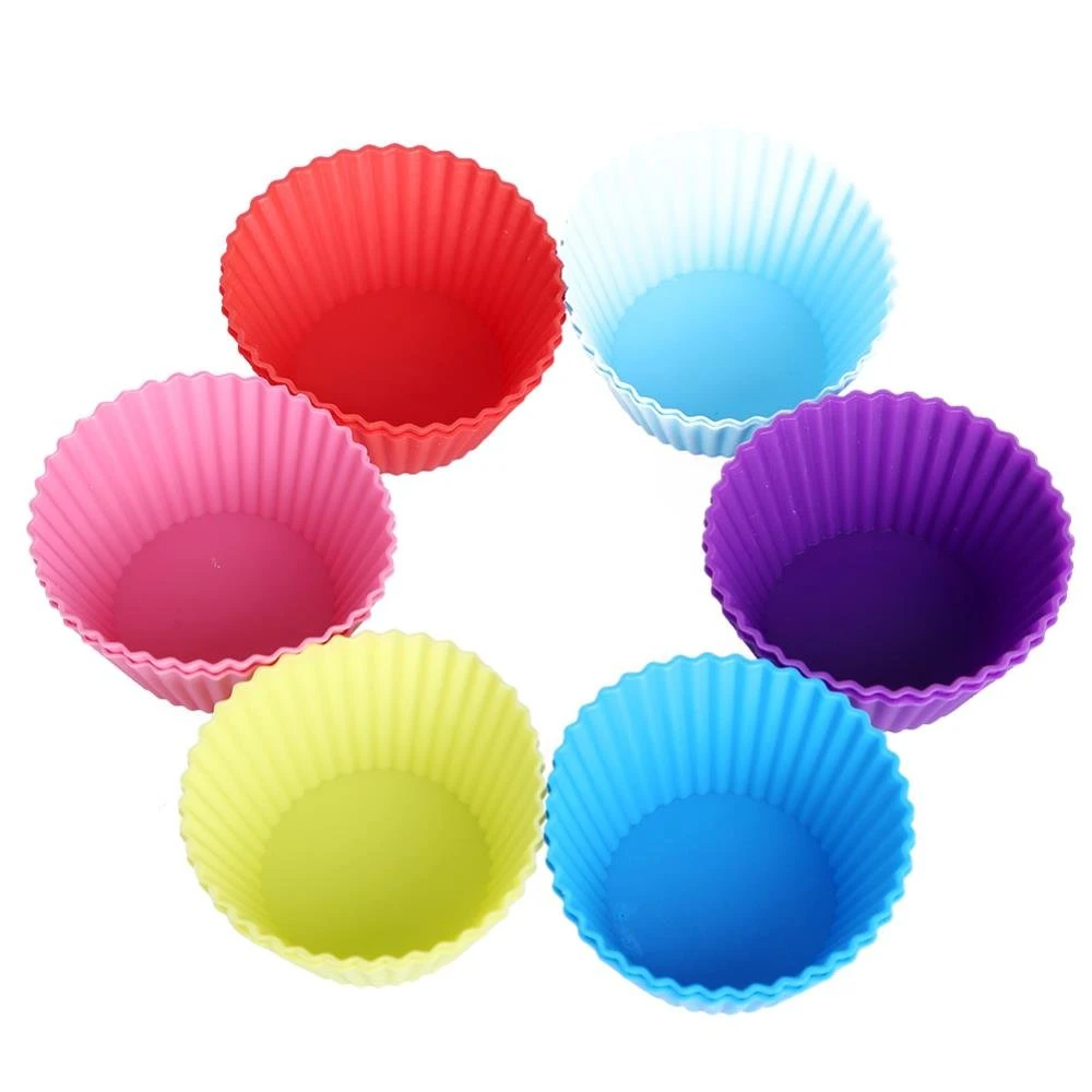 6 Pcs Silicone Cup Cake Mould Silicone Baking Muffin Cupcake Moulds Reuseable Microwave Oven Safe price in Pakistan