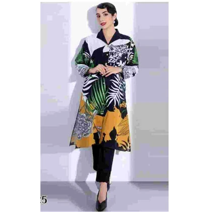 3PC Lawn Neckline Embroidered Shirt with Printed Chiffon Dupatta (D) price in Pakistan