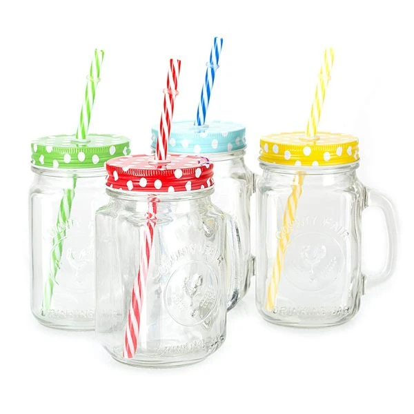 1 Pcs Mason Jar with Lid and Straw – 500 ML price in Pakistan
