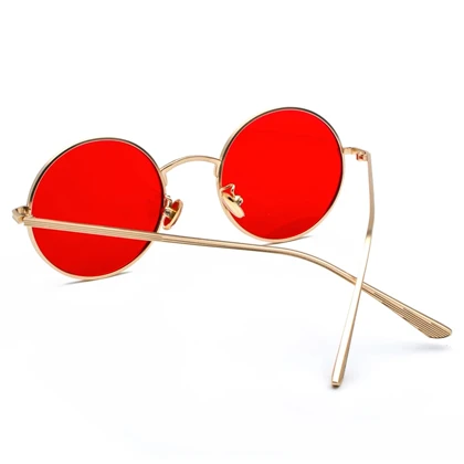 Sunglasses Red Round Glass Polarized Lens Vintage Eyewear Accessories Sun Glasses For Men price in Pakistan