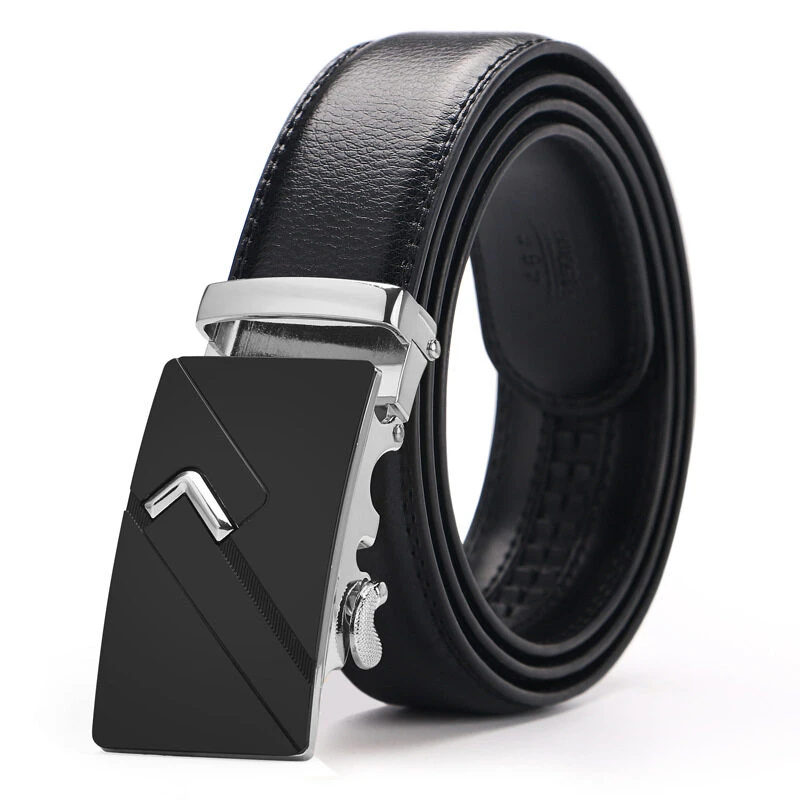 High Quality Men’s Top Cowhide Genuine Leather Ratchet Dress Automatic Buckle Belt Luxury Belts Business Belts For Men price in Pakistan