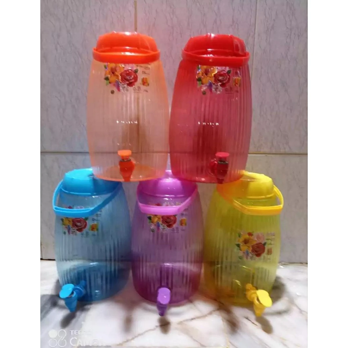 7 Liter Capacity Plastic Crystal Bottle With Tap Water Dispenser Jar price in Pakistan