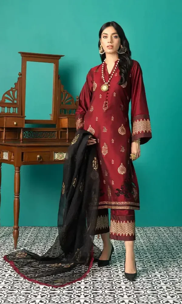 Sanobar Azfar – 3PC Kataan Silk Embroidered Shirt With Kataan Silk Embroidered Dupatta price in Pakistan