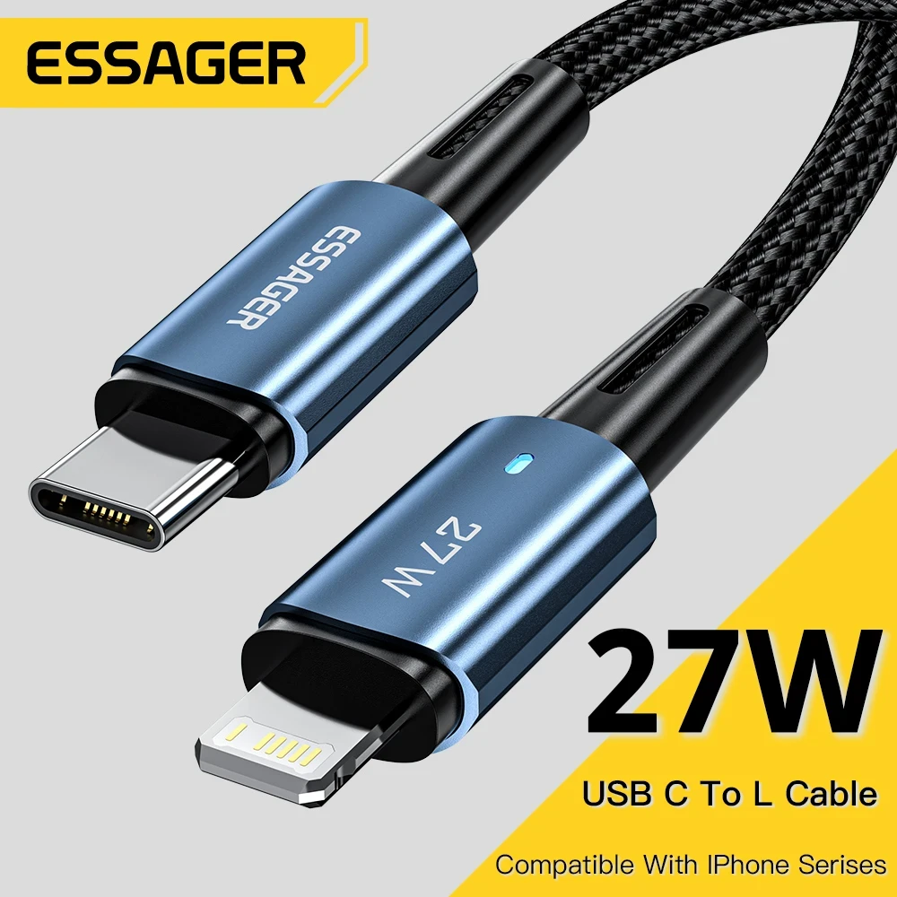 Essager USB Type C Cable For iphone 14 13 12 Pro Max Mini Xs Xr X 8 iPad MacBook PD 27W Fast Charge Charger Lightning Wire Cord price in Pakistan