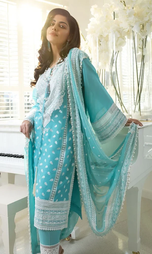 Bareeze – 3PC Lawn Embroidered Shirt with Embroidered Bamber Chiffon Dupatta price in Pakistan