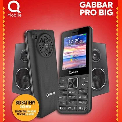 QMobile Gabbar Pro Big 2.8 LCD, Powerful LED Torch, Wireless FM Radio, 3D Sound with QBeats Dabang Speakers, 3000 mAh Battery price in Pakistan