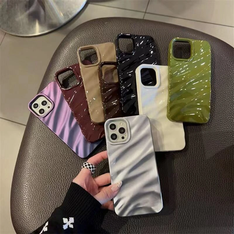 Water Ripple Plating Soft Silicon Case for iPhone 12 Pro Max 13 Pro Max 14 Pro Max 14 price in Pakistan
