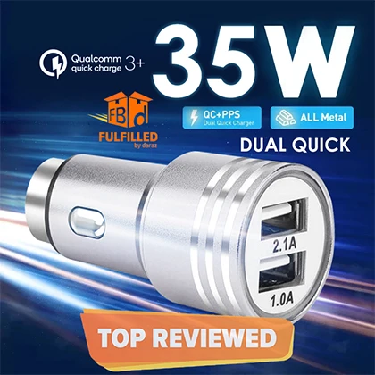 Dual USB Port Mobile Phone Car Charger Adapter Shoe Original Qualcomm 3.1A 18W Multi Quick Fast Charging for All Android and IPhone price in Pakistan