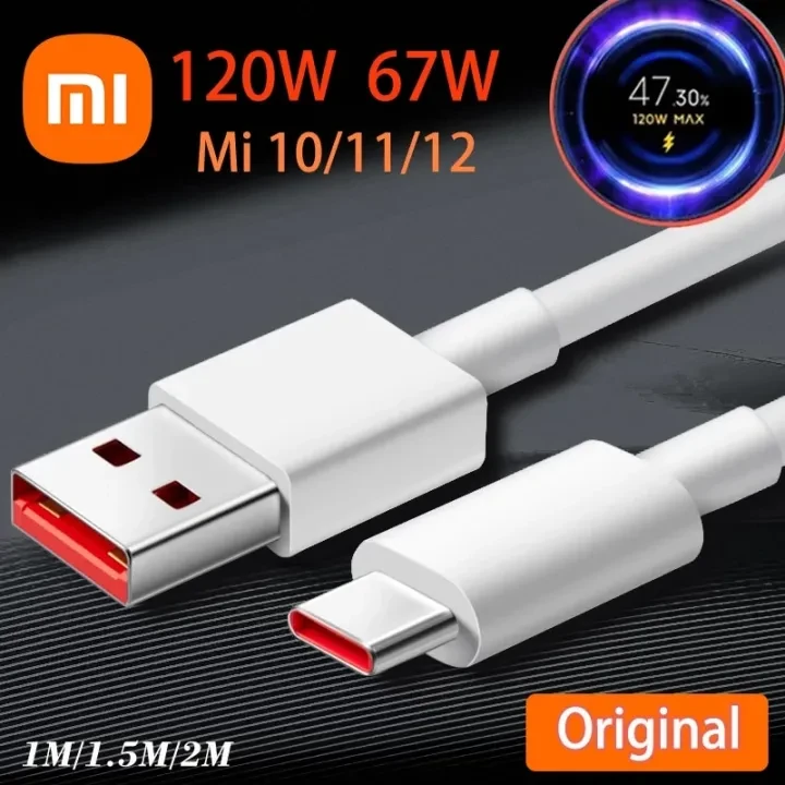 Original XiaomI 2 Meter 6A 33w 55w 67W 120W Turbo Charger Cable price in Pakistan