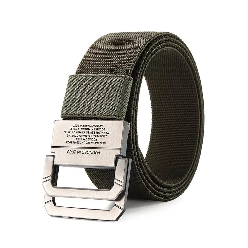 Men canvas belt Alloy buckle Double ring Nylon elasticity military belt Army tactical belts for Men fashion Male strap price in Pakistan