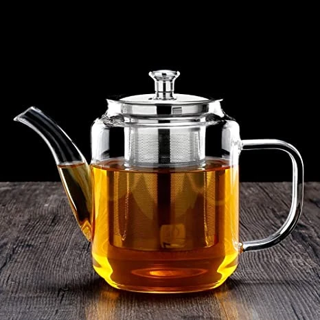 1100ml 1500ml Heat Resistant Glass Tea Pot -High Borosilicate Glass With Steel LID price in Pakistan