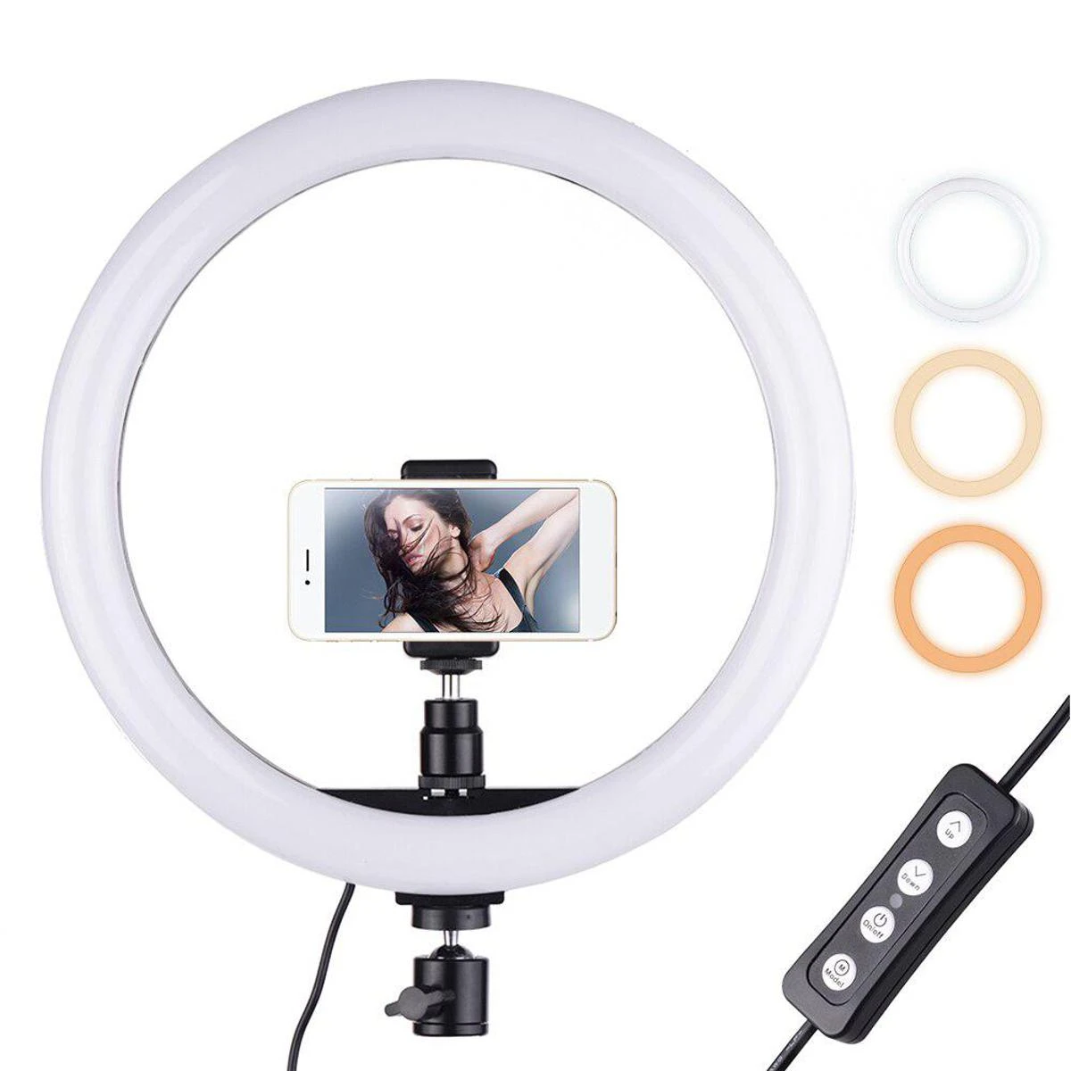 Selfie Ring light 3 Modes of Light Only Ring light For Video Making Selfie Ring Light Photography Dimmable Selfie Makeup 26cm price in Pakistan