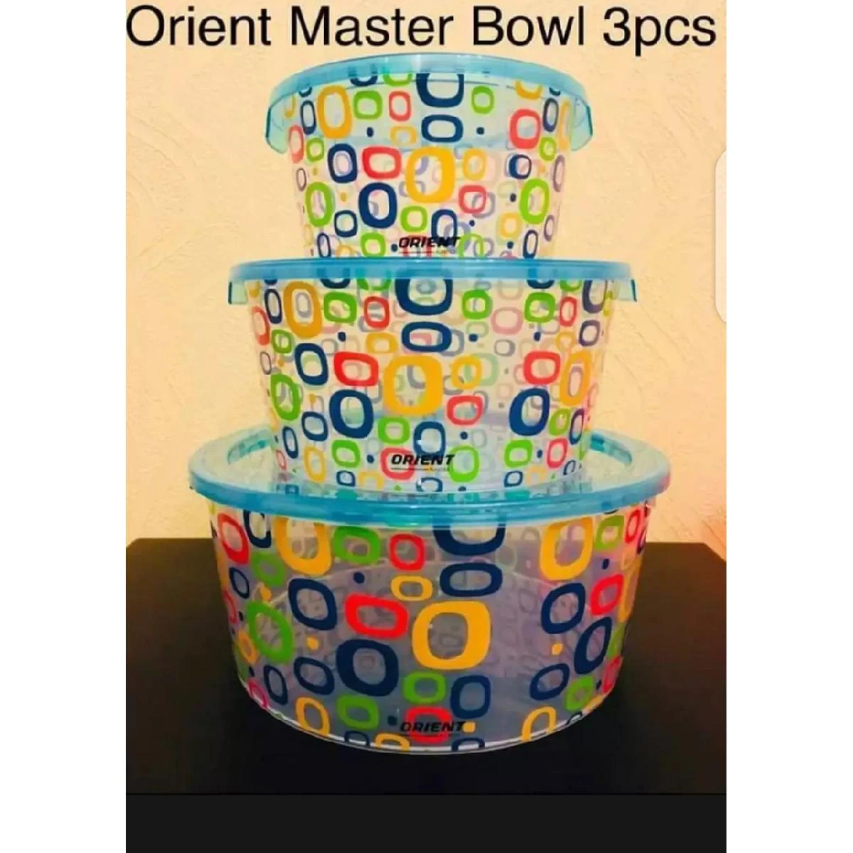 3 Piece Plastic Box Set Storage Bowl with Coloured Lid price in Pakistan