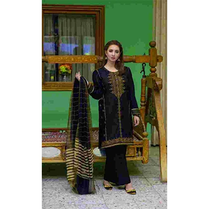 3PC Lawn Embroidered Shirt With Silk Zari Dupatta -BFSIN788 (B) price in Pakistan