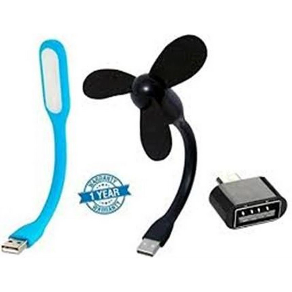 Pack of 3-OTG Connector + USB Fan + USB Light = High Quality price in Pakistan