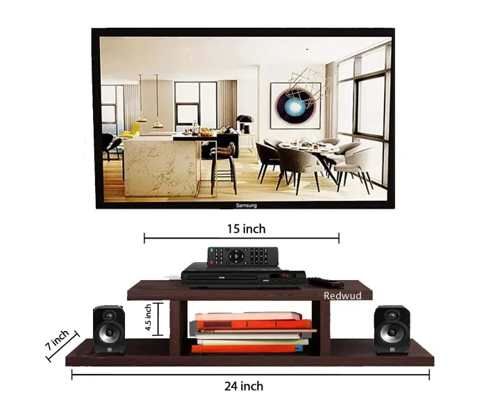 2 Tier Modern Wall Mounted Media Console Floating TV Shelf for Xbox OnePS4Cable BoxDVD price in Pakistan