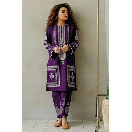 2pc Embroidered Lawn Shirt With Embroidered Trouser -BFHA616 (B) price in Pakistan