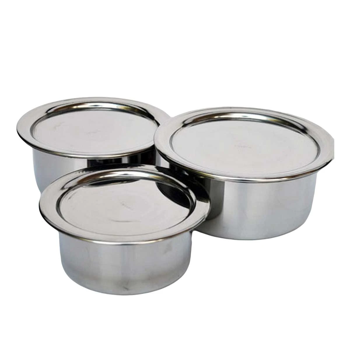 Stainless Steel Stock Pots Set with Lids Cooking Kitchenware Pot 3pcs price in Pakistan