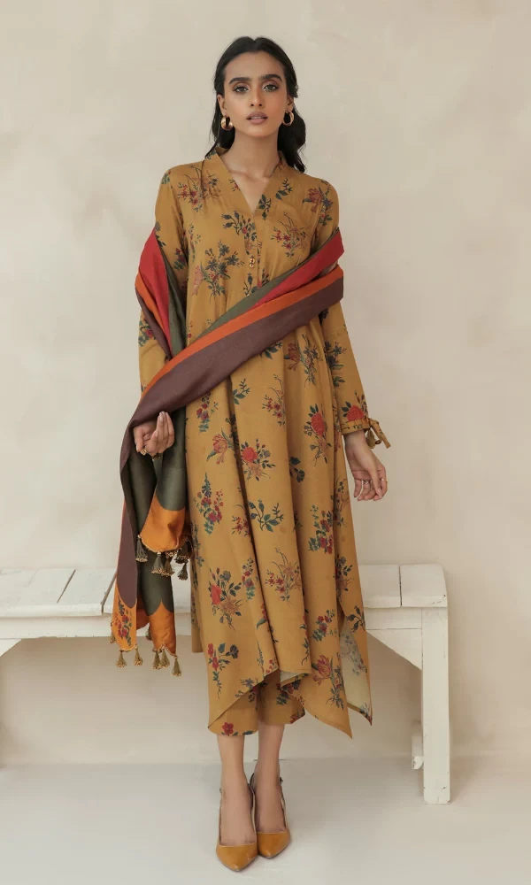 Baroque- 3PC Lawn Digital Printed Shirt With Printed Voil Dupatta price in Pakistan