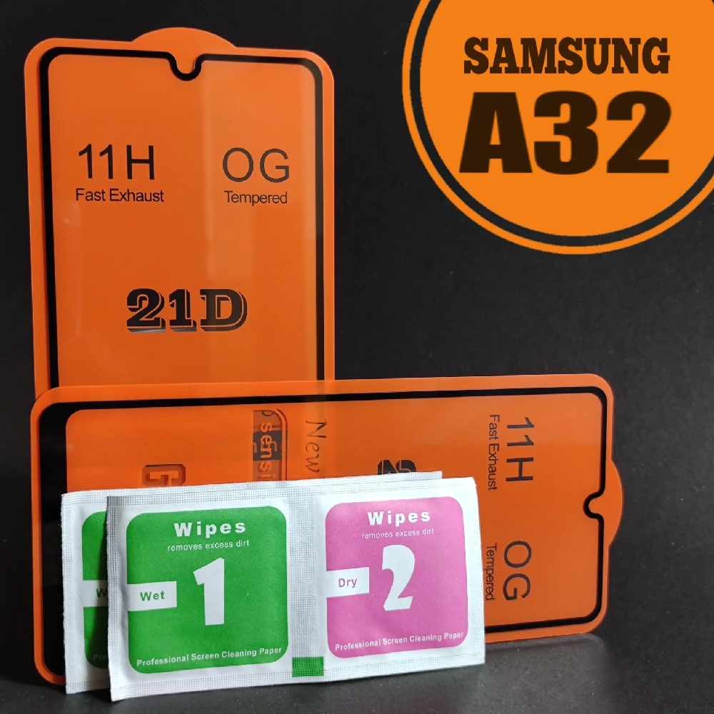 Pack of 2 – Samsung Galaxy A32 – 100% Original Full coverage 9D Tempered Glass screen Protector price in Pakistan