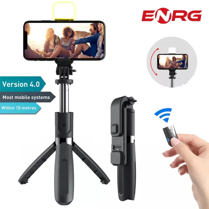 ENRG Selfie Stick With LED Light Wireless Bluetooth Foldable Mini Tripod Stand Mobile Holder With Fill Light Shutter Remote Control price in Pakistan
