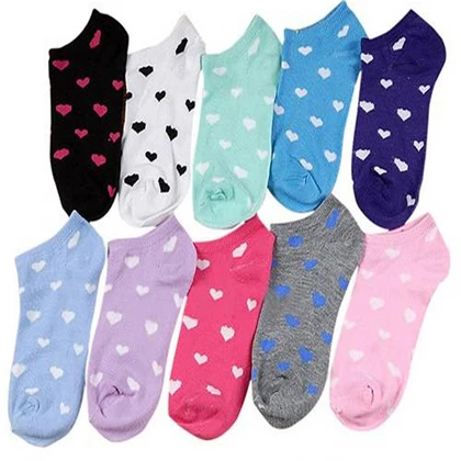 5 Pairs Women Girls Cute Heart Ankle High Low Cut Casual Sport Cotton Socks price in Pakistan
