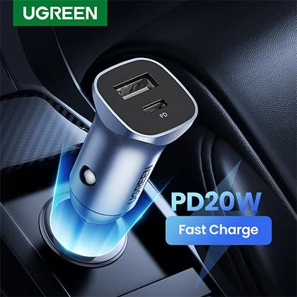 UGREEN Dual Port Type C PD 20W USB QC 18W Quick Car Charger QC 4.0 3.0 Fast Charging for iPad Pro 2021 iPhone 12 Pro Max 11 Pro Max Samsung OPPO VIVO Xiaomi Redmi note 9 price in Pakistan