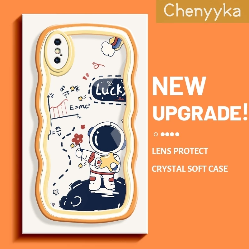 iPhone X iPhone Xs Case Cartoon Cute Space Astronaut Colorful Lovely Cream Wave Border Soft Clear Shockproof Phone Cases price in Pakistan