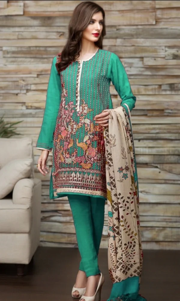 Khaadi DC-107(B) Embroidered Three Piece Dhanak Wool Winter Collection price in Pakistan