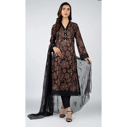 3PC Lawn Shirt Heavy Embroidery with Embroidered Bamber Chiffon Dupatta (D) price in Pakistan