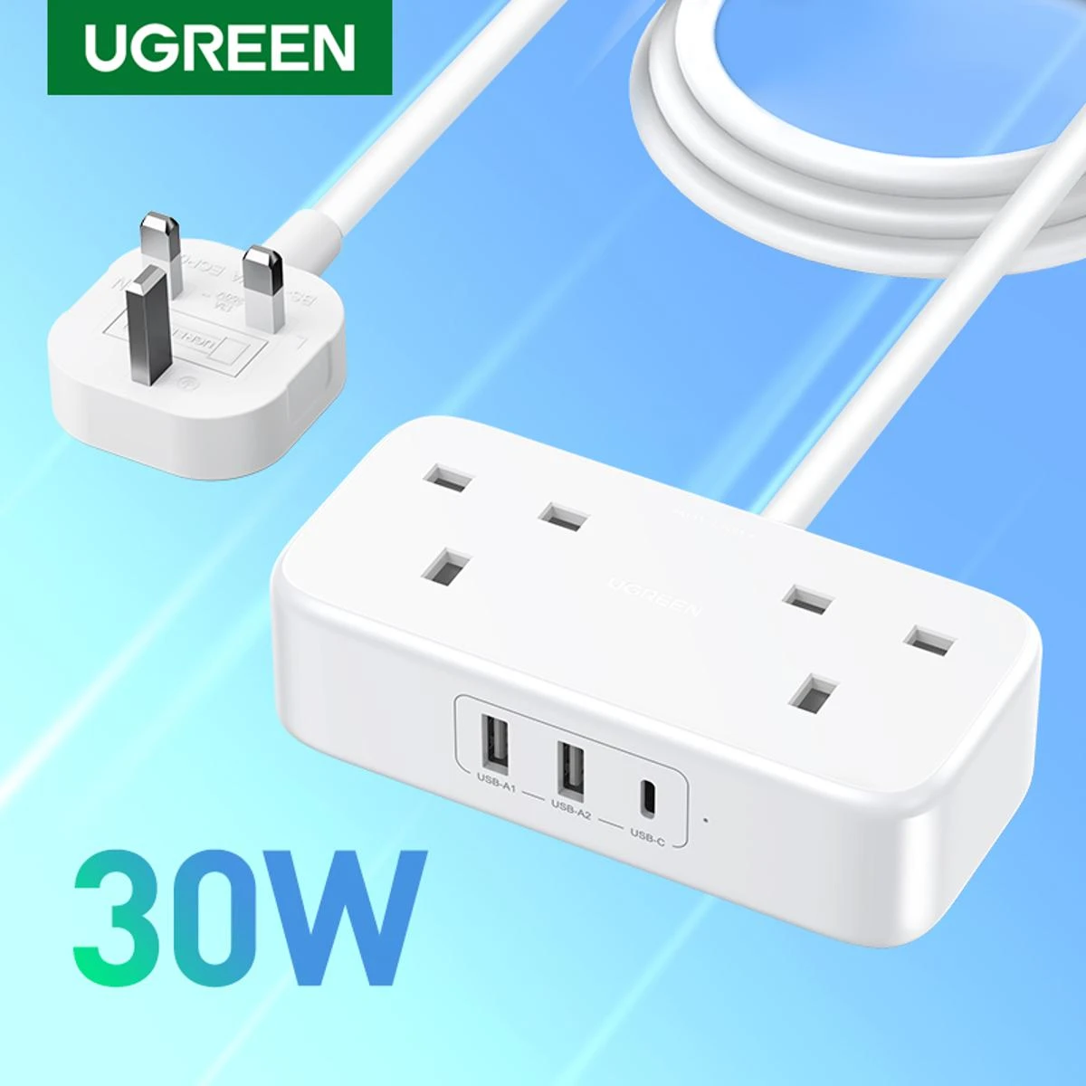 UGREEN Extension Lead with 30W USB C Slot, Power Strip with 2 Way Outlets 3250W price in Pakistan