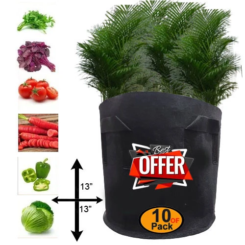 Pack Of 10 Grow Bag 7 Gallon 13X13 l plant Bag for Kitchen Gardening (0SF5) price in Pakistan