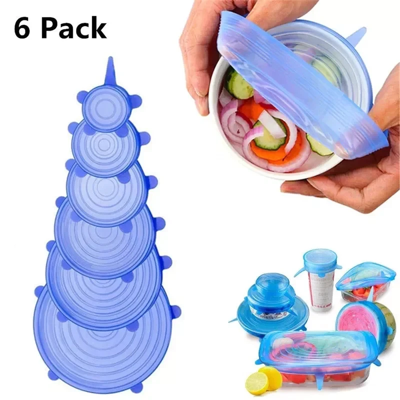 6 pcs Food silicone Cover Silicone Stretch Lids Bowl Covers For price in Pakistan