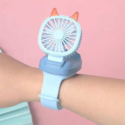 Mini Kids Watch Fan Quiet 3 Speed ​​Adjustable USB Rechargeable Luminous Fan for IndoorOutdoor price in Pakistan