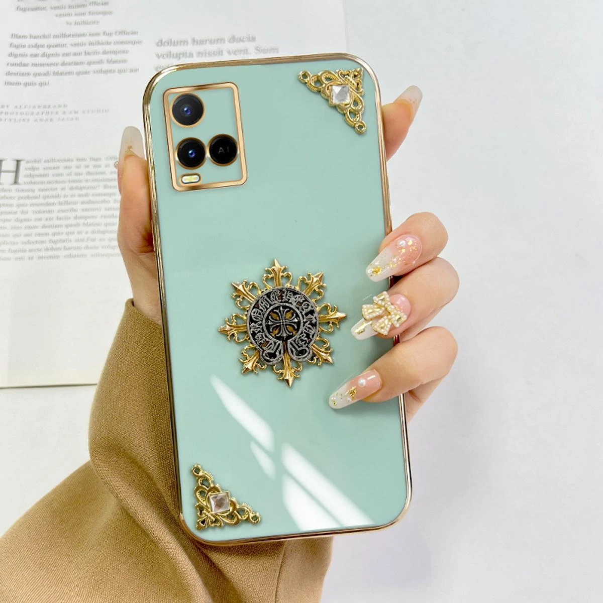 vivo Y33t Mobile Case Fashion 3D Fashion Brand Temperament Embossed Metal price in Pakistan