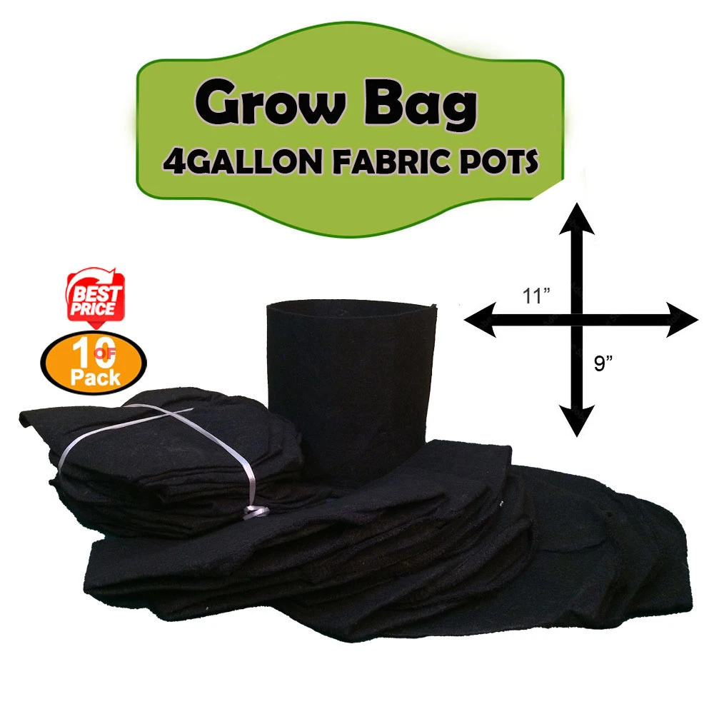 Pack Of 10 Grow Bag I 4 Gallon 11X9 grow bags I For Plants Fabric Pots For Growing Plants Grow bags (9fF0) price in Pakistan